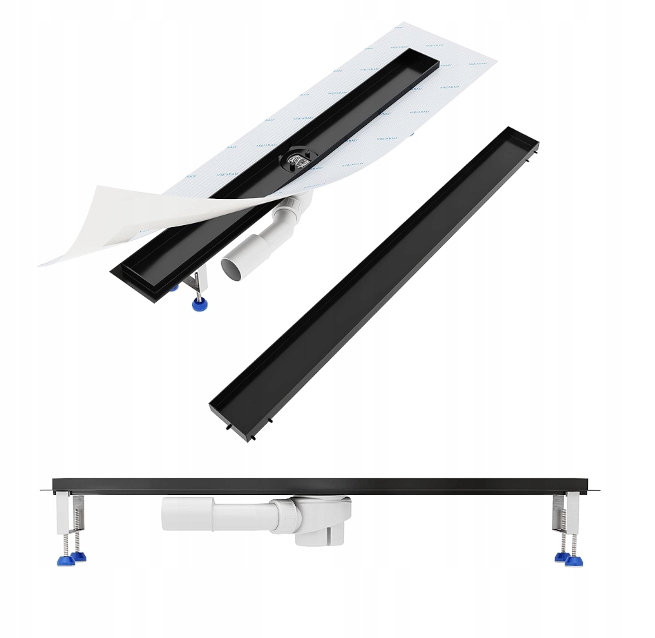 Aquabad SDS Schwarz Matt lineárny odtok, LEVEL 90 cm
